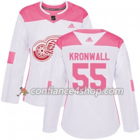 Adidas Maillot de Hockey Detroit Red Wings Niklas Kronwall 55 2017-2018 Blanc Rose Fashion Authentic - Femme